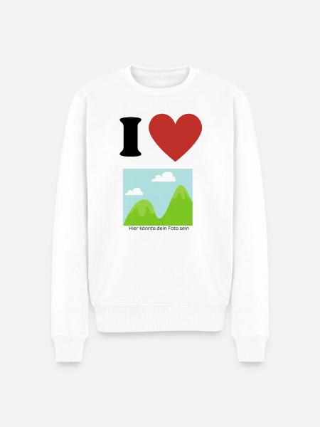 I Love - Männer Premium Bio Pullover - Weiß