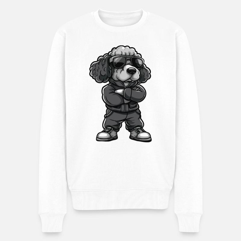 pudel hund comic - Männer Premium Bio Pullover - Weiß