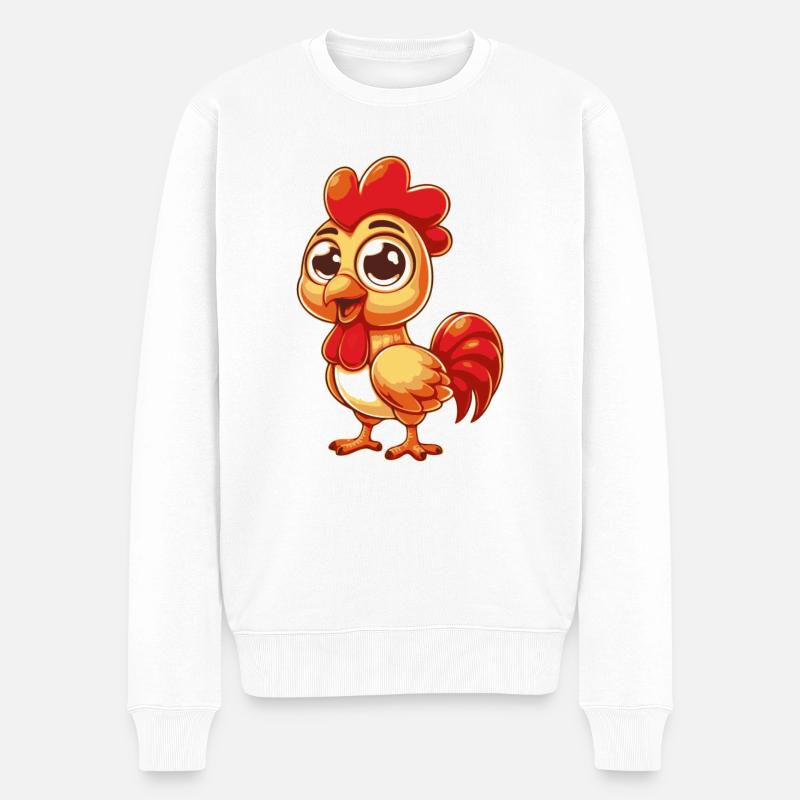 Kleines Huhn - Männer Premium Bio Pullover - Weiß