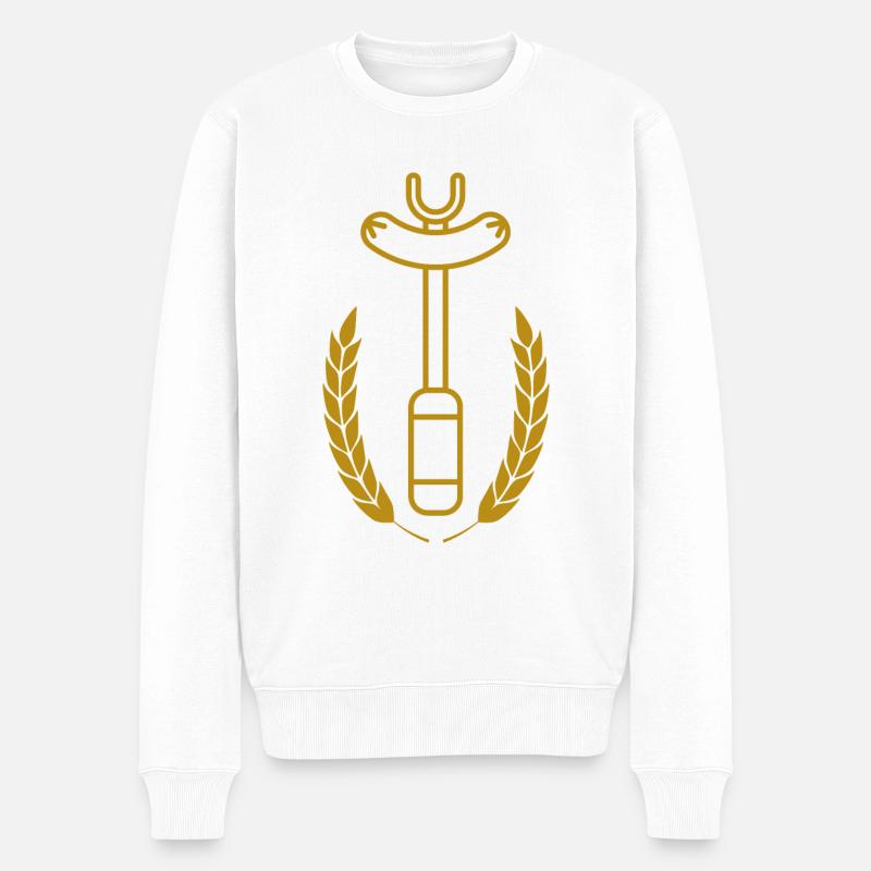 Fourchette à saucisses - Grill - Pull Premium bio Homme - blanc