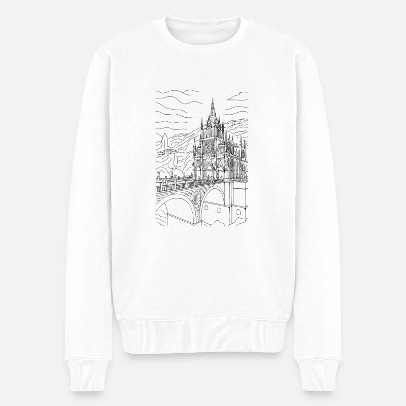 Kirche von Lajas - Männer Premium Bio Pullover - Weiß