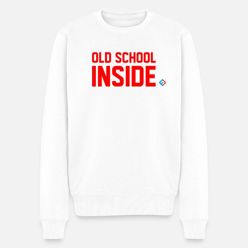 Alte Schule in Rot - Männer Premium Bio Pullover - Weiß