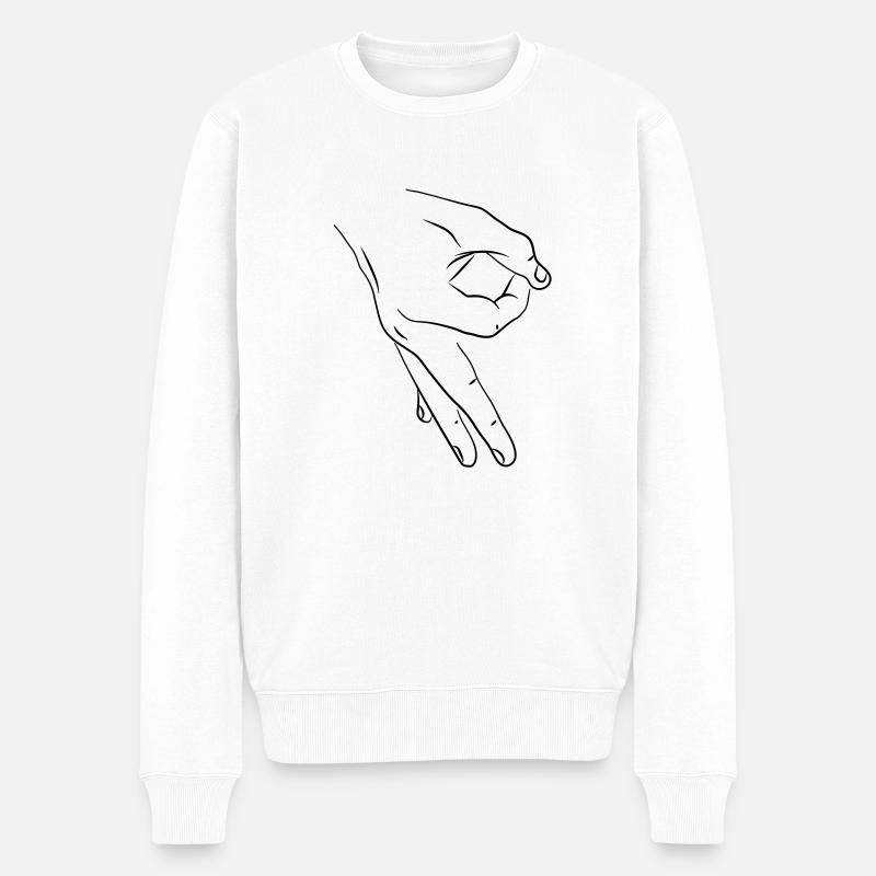 Handspiel - Männer Premium Bio Pullover - Weiß