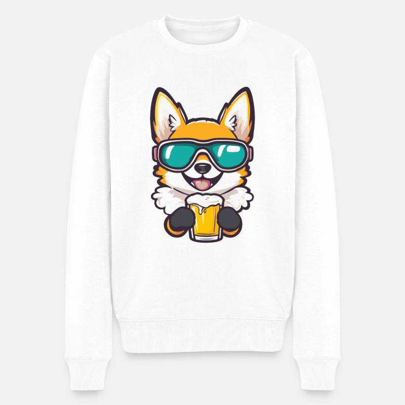 Chihuahua Chien Ski Bière - Pull Premium bio Homme - blanc