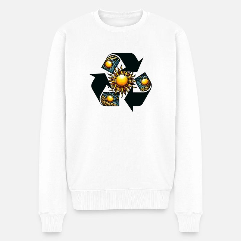 Recycling Sonne - Männer Premium Bio Pullover - Weiß