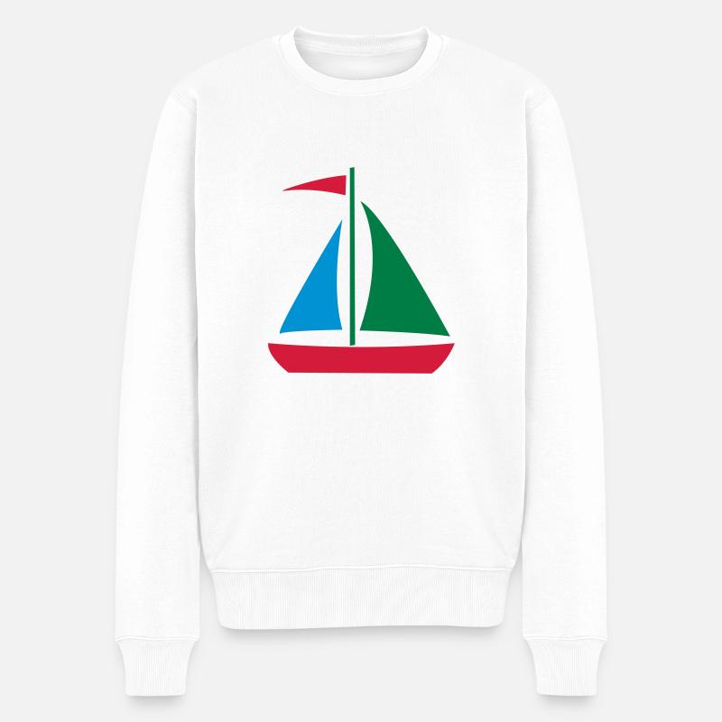 Segelboot_2_3clr - Männer Premium Bio Pullover - Weiß
