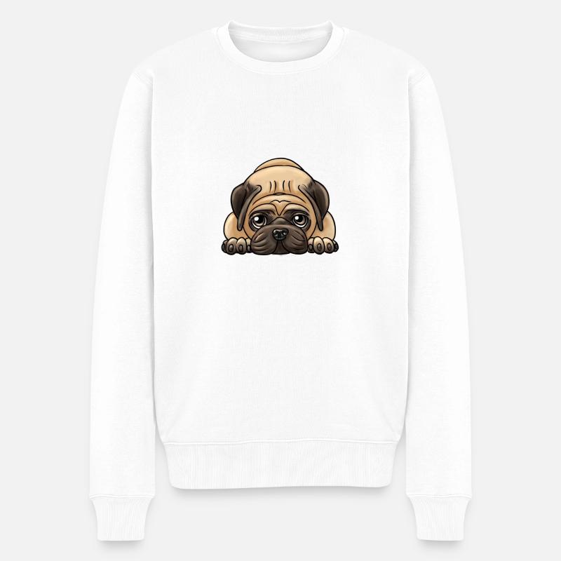 Mops - Männer Premium Bio Pullover - Weiß