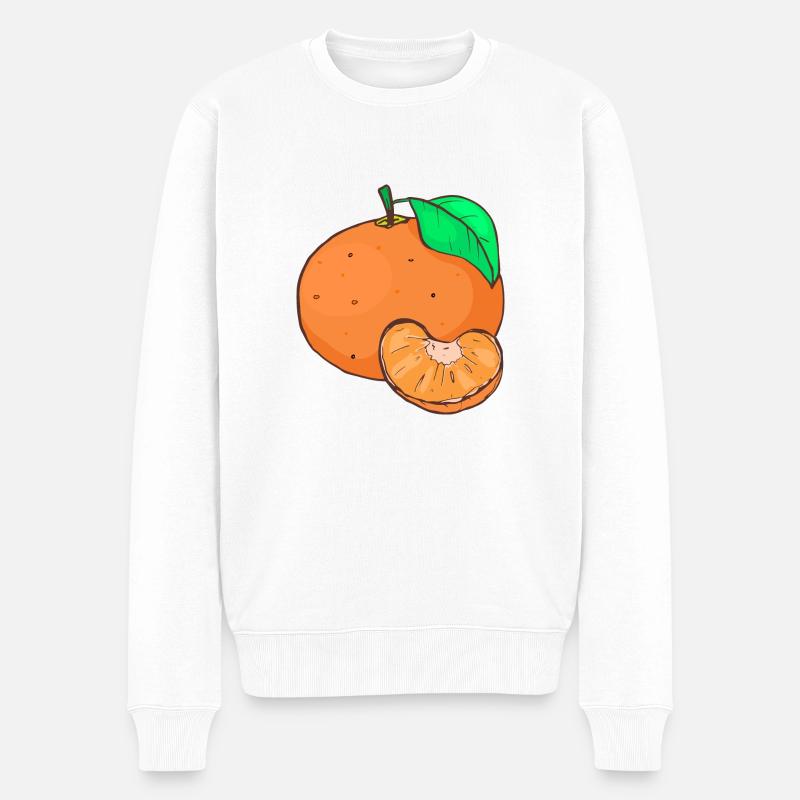 Mandarinen Clementinen Zitrusfrucht Zitrusfrüchte - Männer Premium Bio Pullover - Weiß