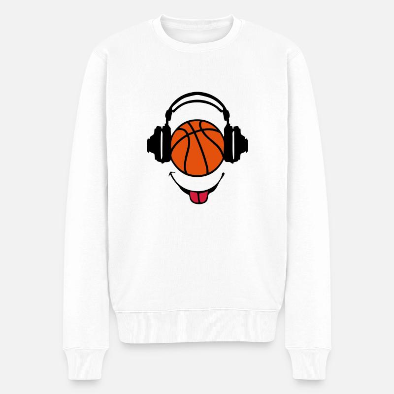 Kopfhörer Kopfhörer dj Basketball smiley1 - Männer Premium Bio Pullover - Weiß