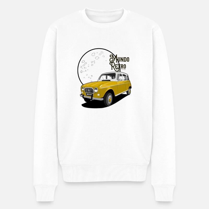 Retro Welt - Männer Premium Bio Pullover - Weiß