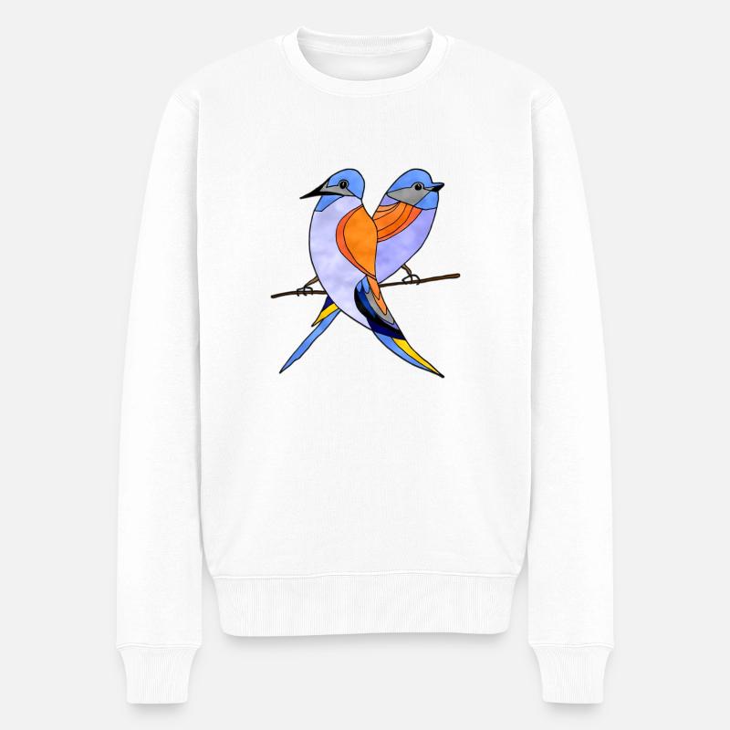 Vögel - Männer Premium Bio Pullover - Weiß