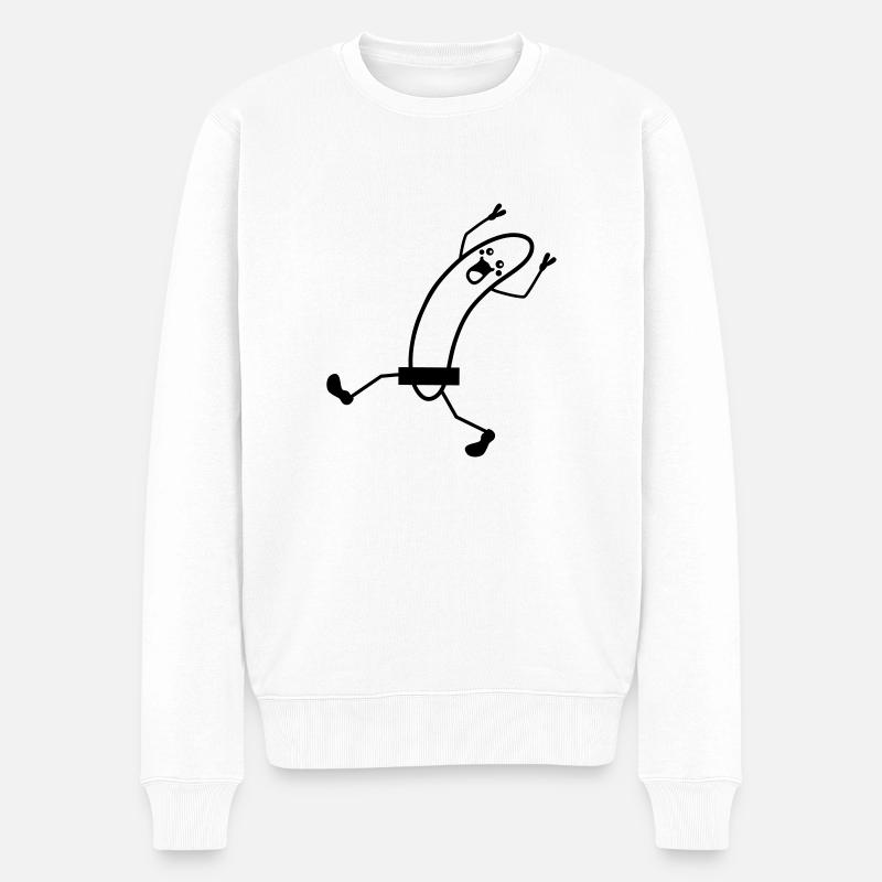 Naked Lauf Banana - Männer Premium Bio Pullover - Weiß