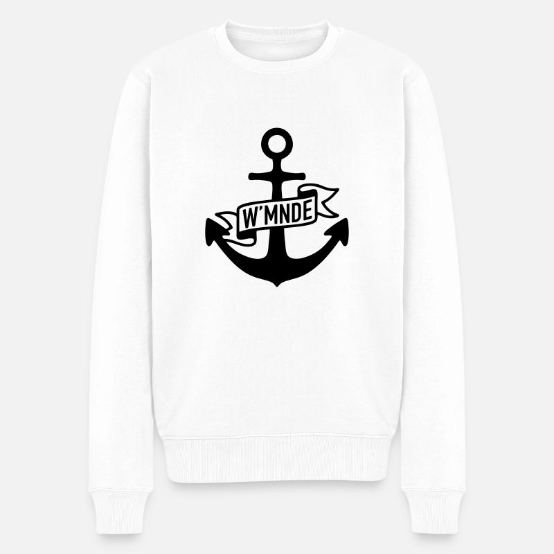 W'MNDE mein Heimat Hafen - Männer Premium Bio Pullover - Weiß