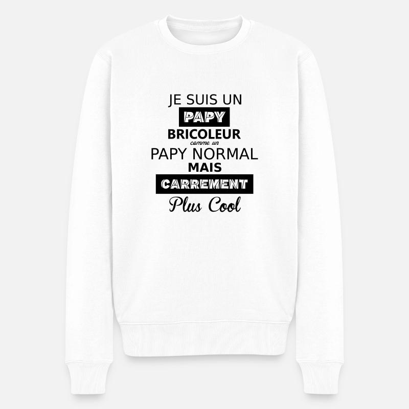 Papy bricoleur - Männer Premium Bio Pullover - Weiß