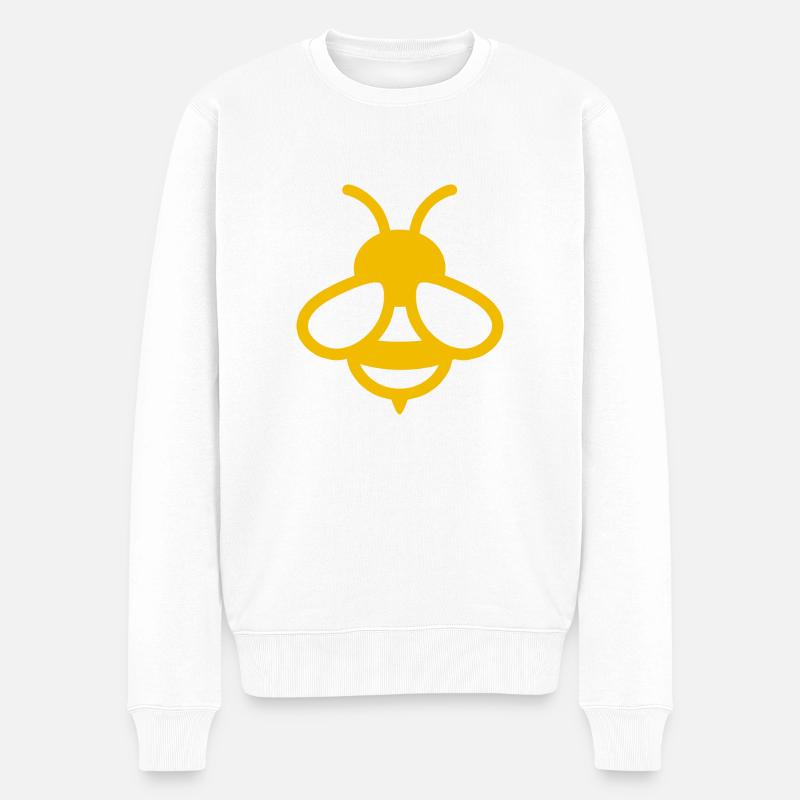 Comic Biene - Männer Premium Bio Pullover - Weiß