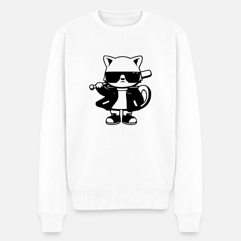 Thug cat gangster cool - Pull Premium bio Homme - blanc
