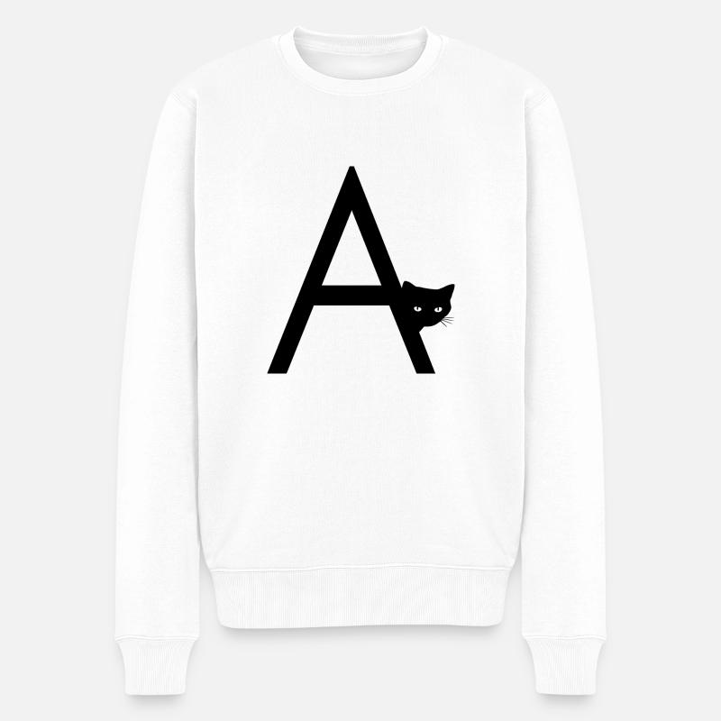 Buchstabe A mit Katze - Männer Premium Bio Pullover - Weiß