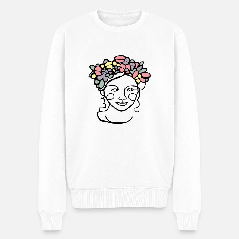 Blumenkranz Frühling - Männer Premium Bio Pullover - Weiß