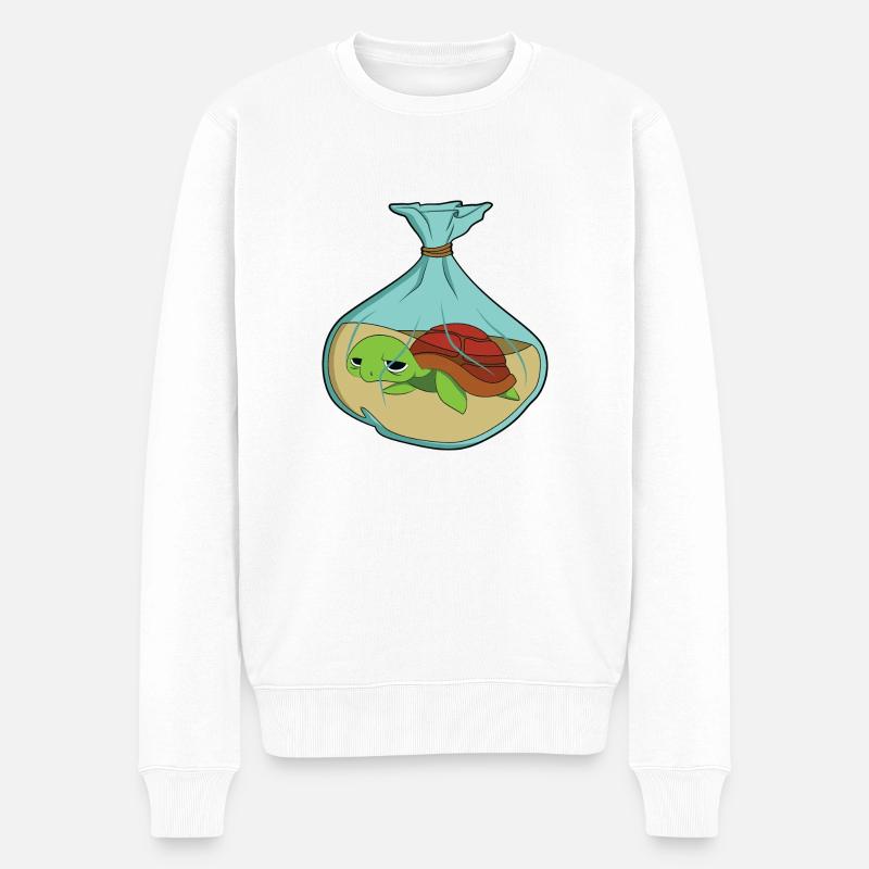 Schildkröte Klimawandel Umweltverschmutzung - Männer Premium Bio Pullover - Weiß