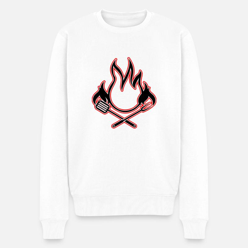 BBQ - Männer Premium Bio Pullover - Weiß