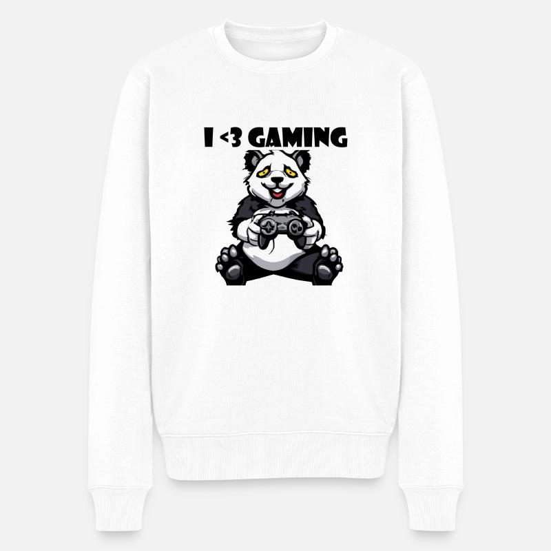 I Love Gaming, Panda - Männer Premium Bio Pullover - Weiß