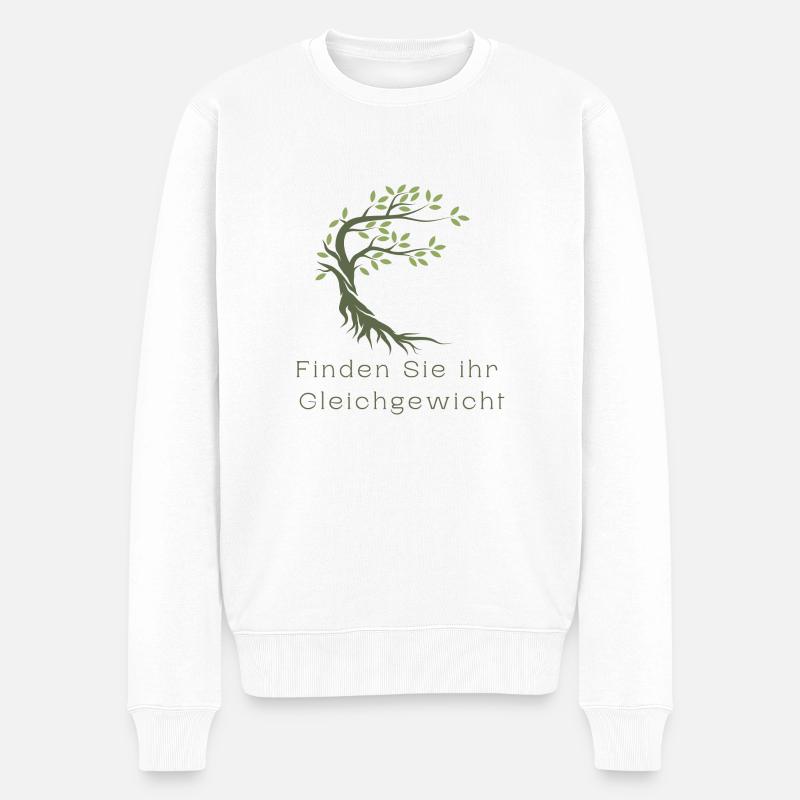 Baum, Text, Schrift,Finden Sie ihr gleichgewicht , - Männer Premium Bio Pullover - Weiß