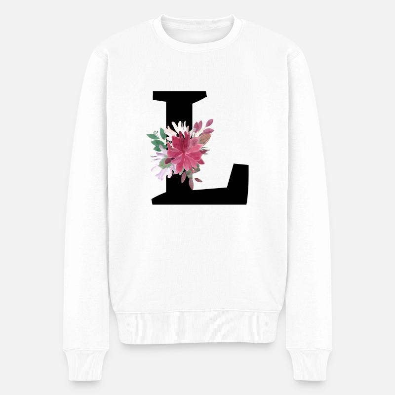 Lettre l floral - Pull Premium bio Homme - blanc