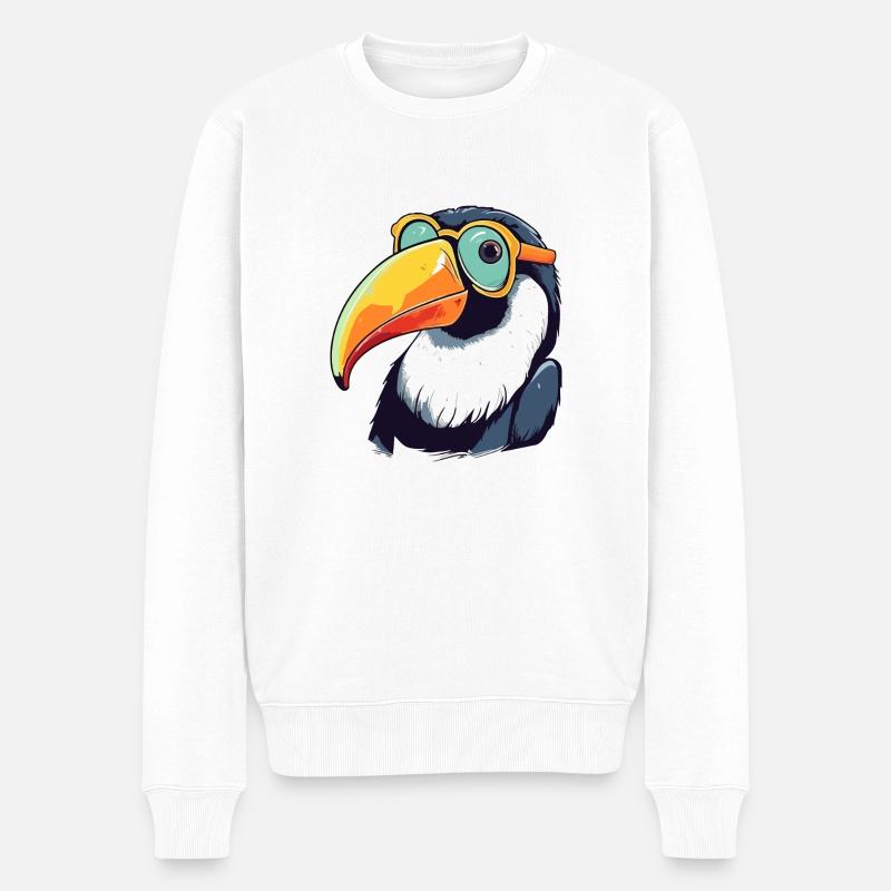 Kik der Tukan - Männer Premium Bio Pullover - Weiß