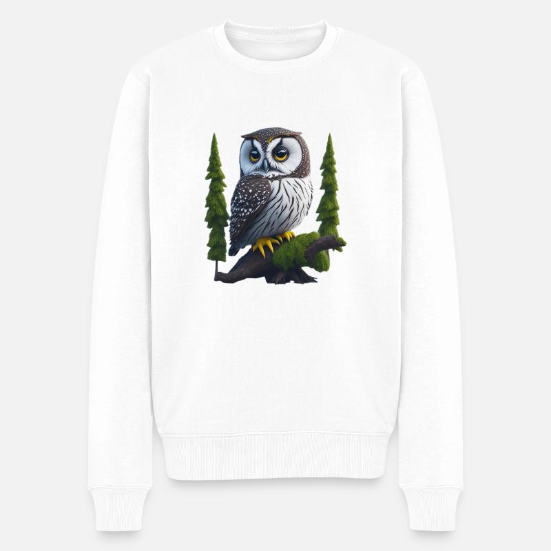 Kleiner Uhu - Männer Premium Bio Pullover - Weiß