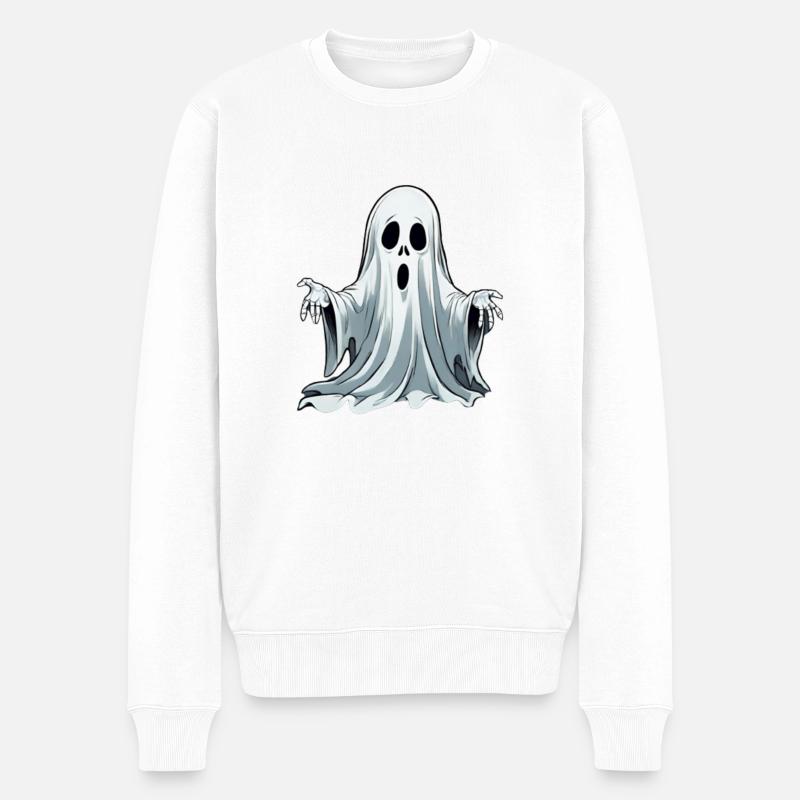 Halloween-Geist - Männer Premium Bio Pullover - Weiß
