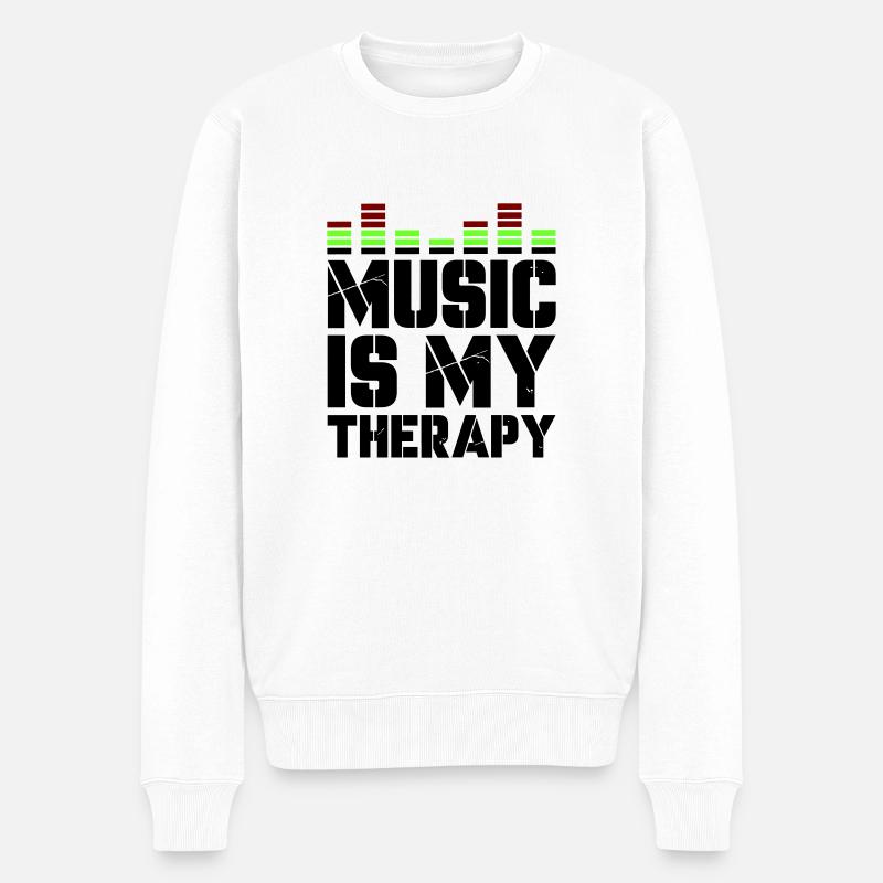 music is my therapy - Männer Premium Bio Pullover - Weiß