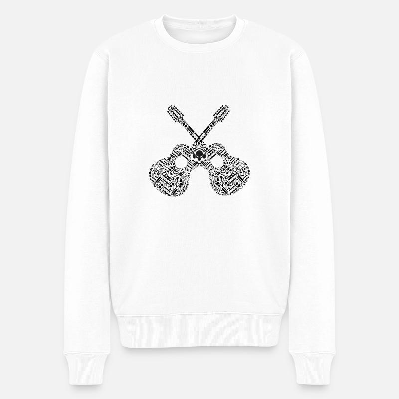 Gitarre - Männer Premium Bio Pullover - Weiß