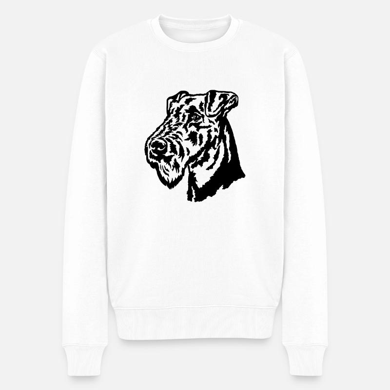 AiredaleTerrier Kopf - Männer Premium Bio Pullover - Weiß