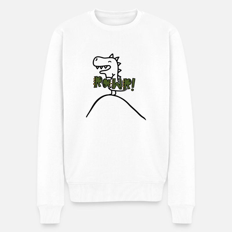 Dino05 - Männer Premium Bio Pullover - Weiß