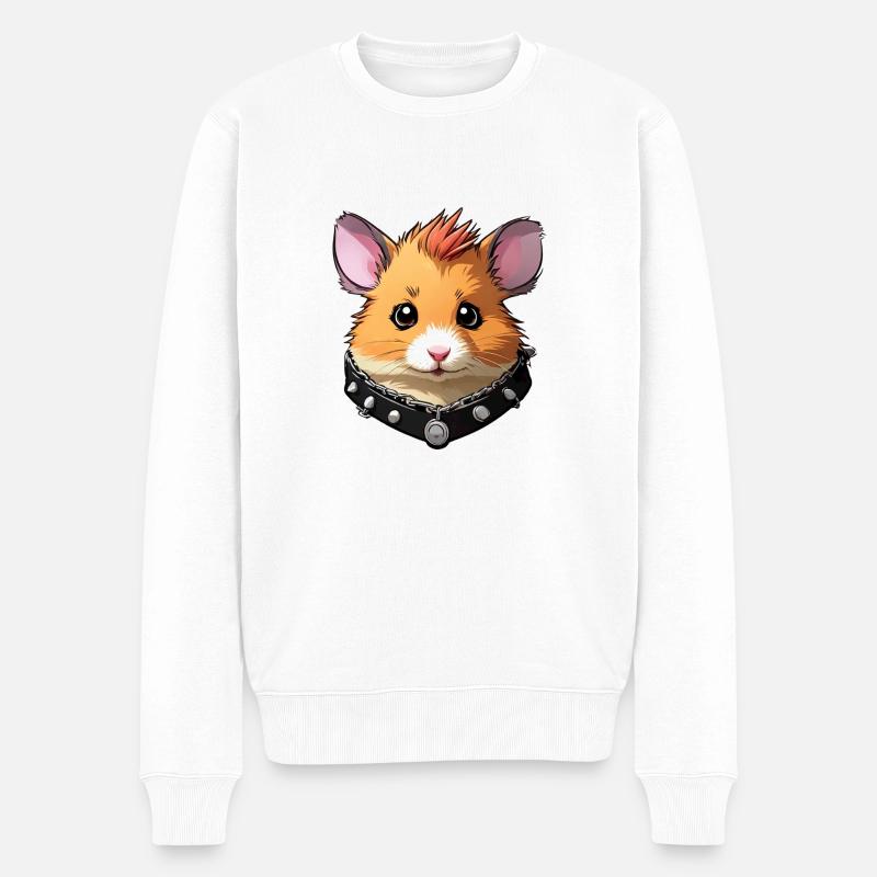 hamster rocker - Männer Premium Bio Pullover - Weiß