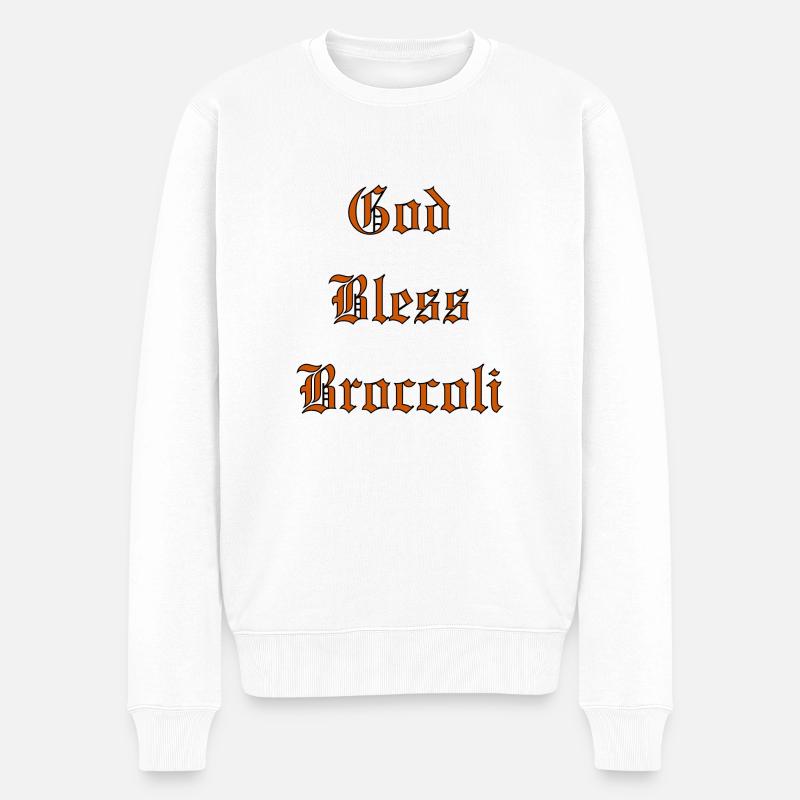 GodBlessBroccoli - Männer Premium Bio Pullover - Weiß