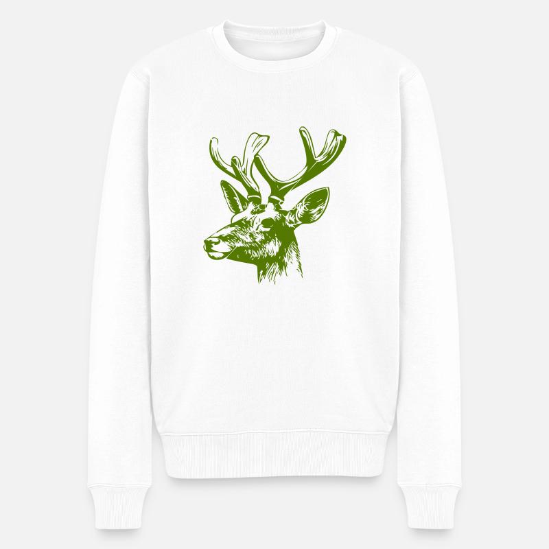 reh kopf - Männer Premium Bio Pullover - Weiß