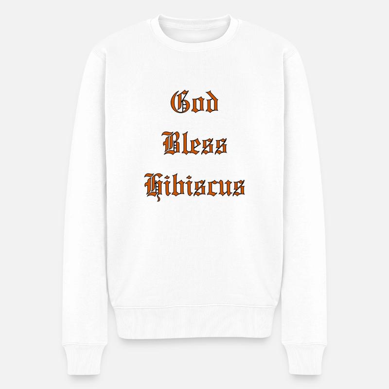 GodBlessHibiscus - Männer Premium Bio Pullover - Weiß