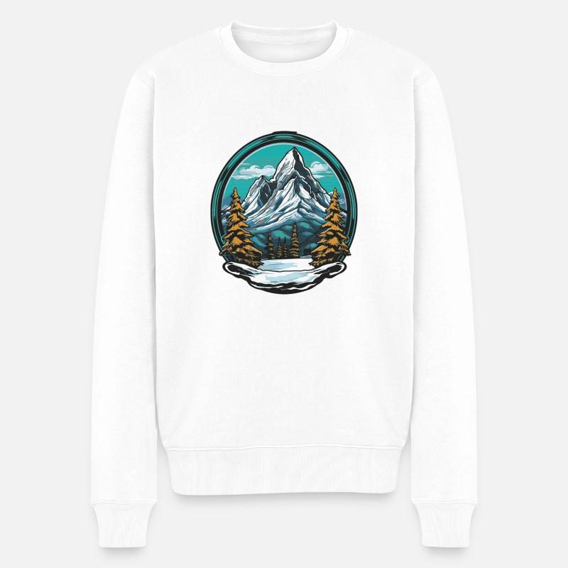 berge 8 - Männer Premium Bio Pullover - Weiß