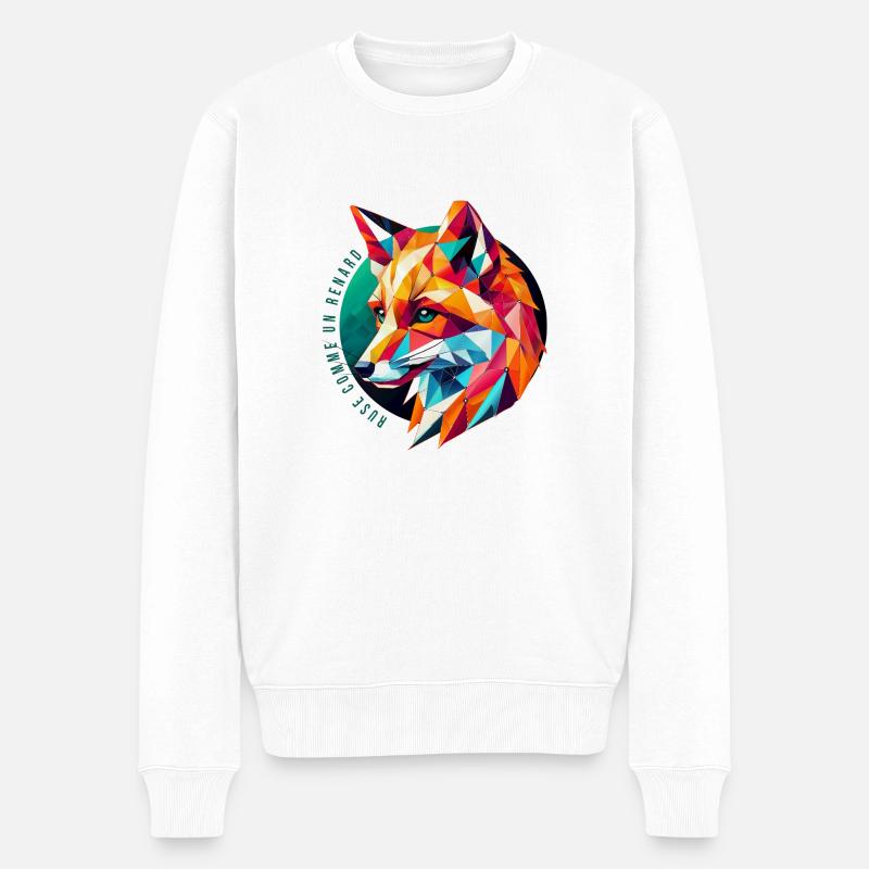 Mehrfarbiger geometrischer Fuchs - Abstraktes Design - Männer Premium Bio Pullover - Weiß