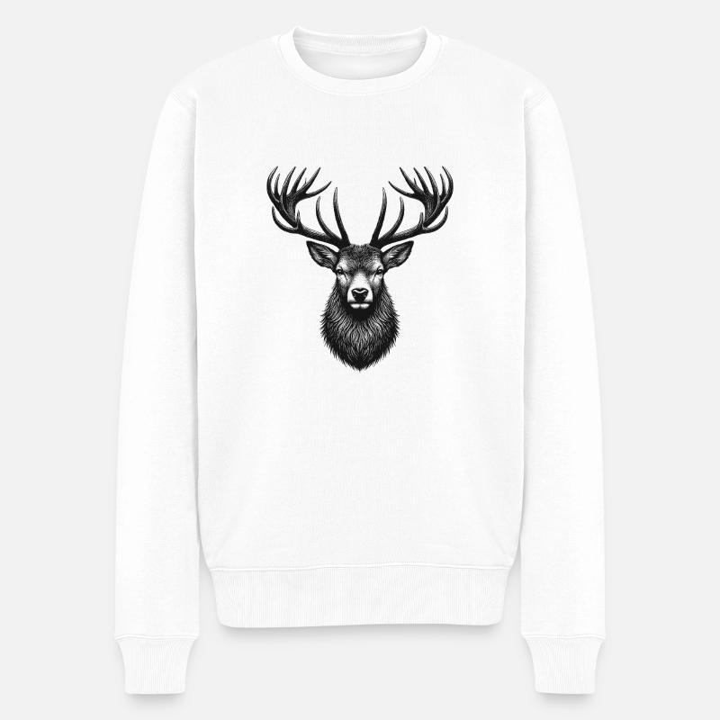 Cerf - Pull Premium bio Homme - blanc