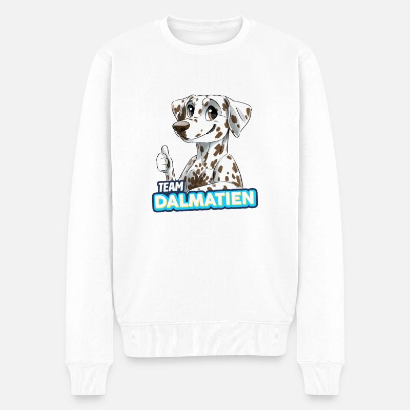TEAM Dalmatiner - braun - Männer Premium Bio Pullover - Weiß