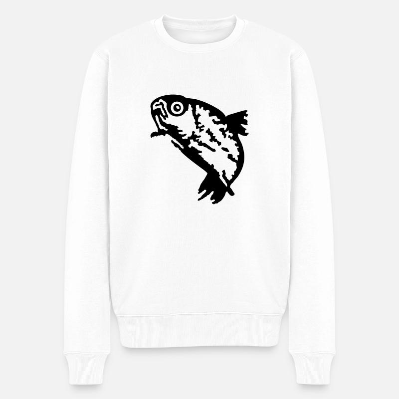 Truite / Trout (1c) - Pull Premium bio Homme - blanc