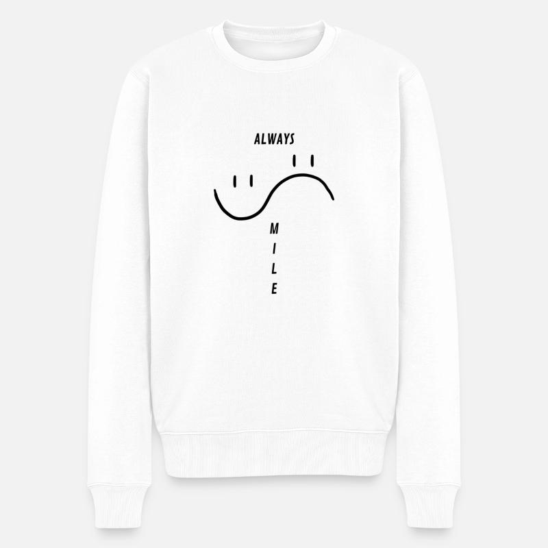 Smile - Männer Premium Bio Pullover - Weiß