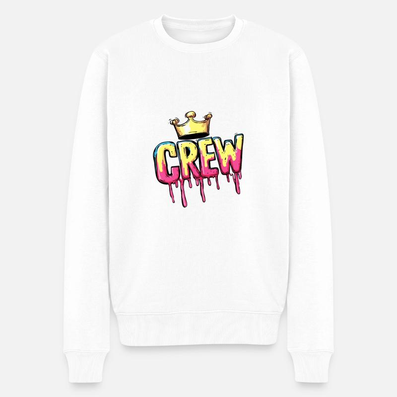 Crew Krone - Männer Premium Bio Pullover - Weiß