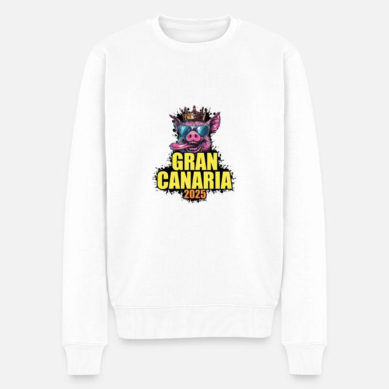 Gran Canaria 2025 Schwein - Männer Premium Bio Pullover - Weiß