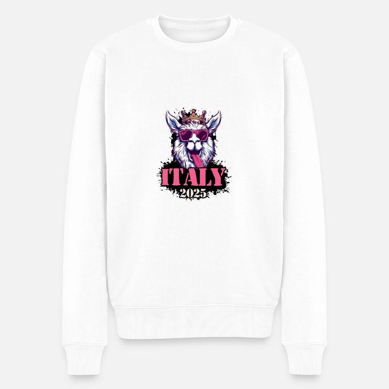 Italien 2025 Alpaka - Männer Premium Bio Pullover - Weiß