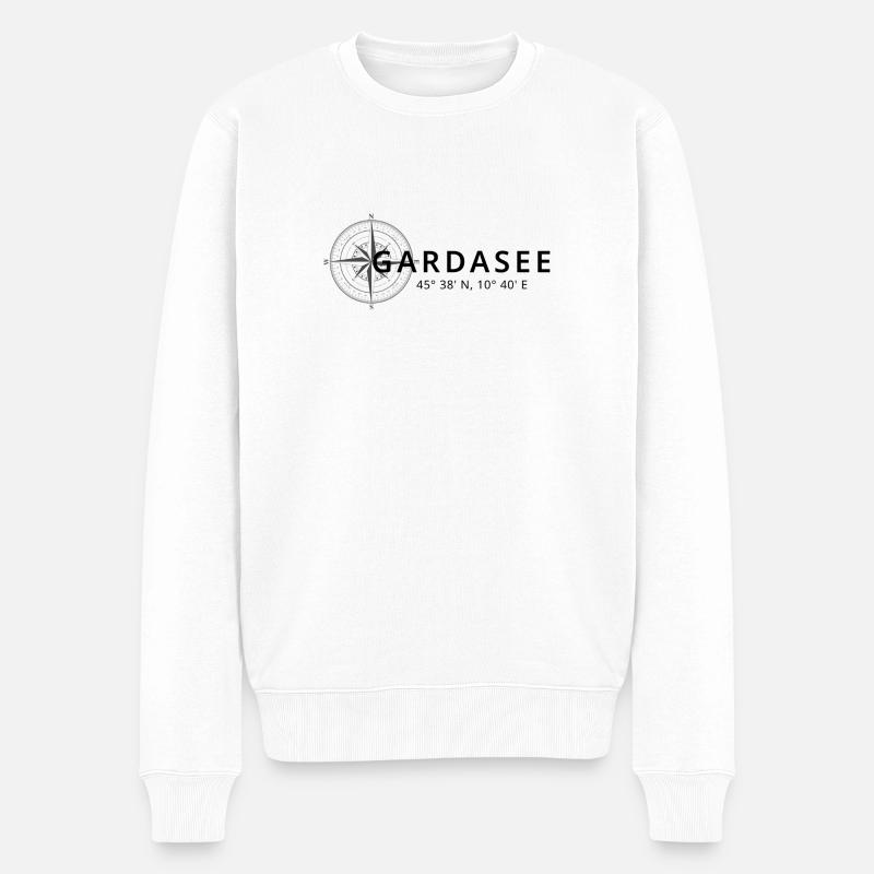 Gardasee (Lago di Garda) Kompass - Männer Premium Bio Pullover - Weiß