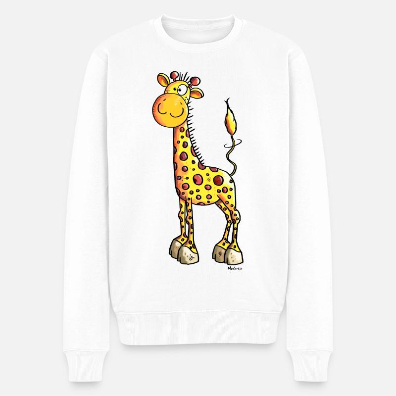 Süße Giraffe - Giraffen - Männer Premium Bio Pullover - Weiß