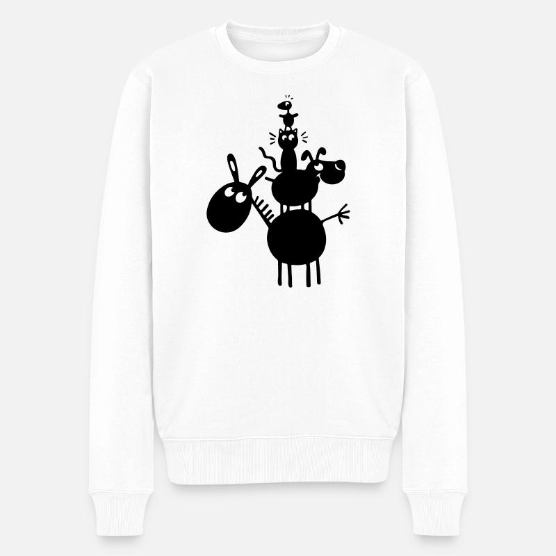 Tierstapel - Männer Premium Bio Pullover - Weiß